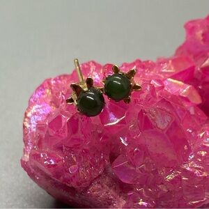 14K Solid GOLD Jade Stud Earrings Edward Arthur Jewelers #6116